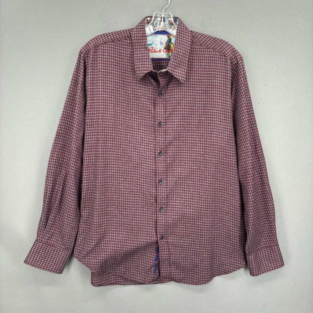 Robert Graham Shirt Mens XL Red Check Cotton Button Up Long Sleeve Classic‎ Fit